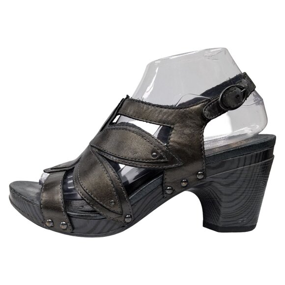 Dansko Nina Heeled Leather Sandals Womens Black Slingback 7707950200 Sz 38 / 7.5 - Picture 4 of 12